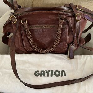 Gryson Skye Aged Leather convertible handbag. Brass hardware. Great condition.